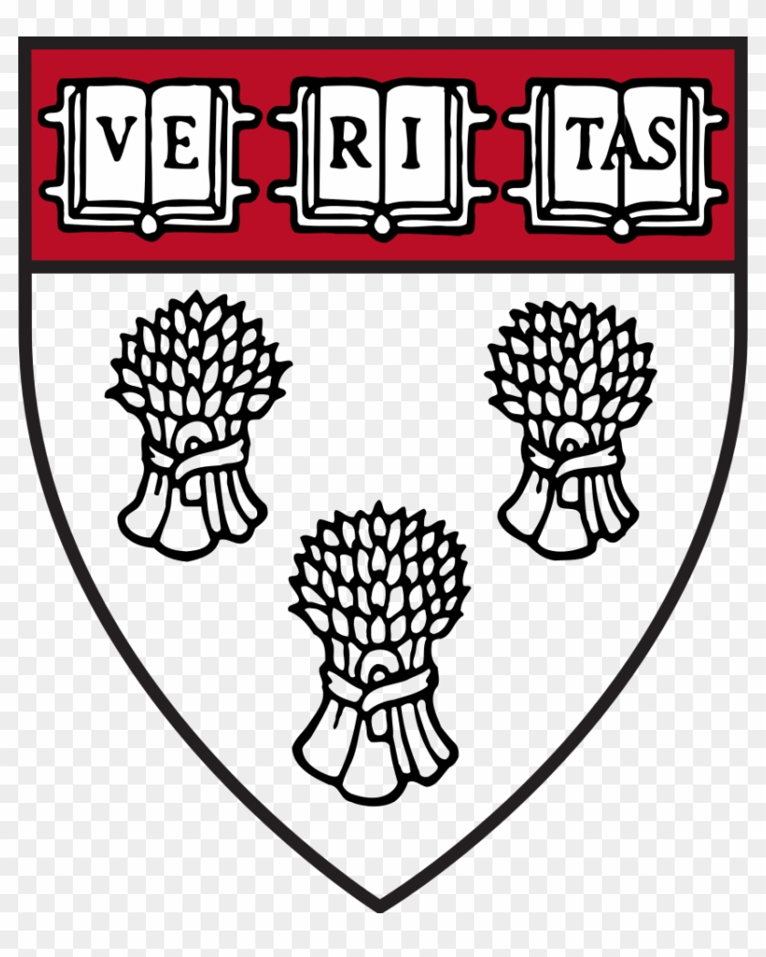 Harvard Law School coat of arms — three open books spelling VERITAS above three sheaves of wheat